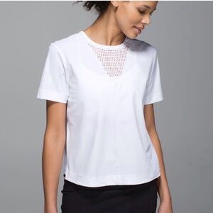 Lululemon Perfectly Perfed Tee White Casual Crew Neck Boxy Breathable 6